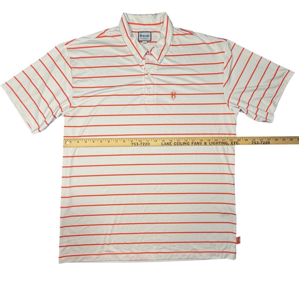 Heybo Outdoors -‎ Mens Large Polo - White and Orange Strip - Picture 4 of 7